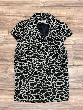 Calvin Klein Black and Cream Animal Print Skirt Suit